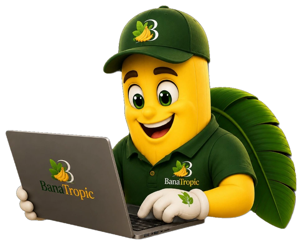 Tropi trabajando en su laptop BanaTropic Exporting